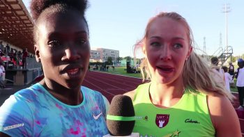Interview Awa SENE et Coralie COMTE 100m Haies Meeting National 1 Cergy-Pontoise